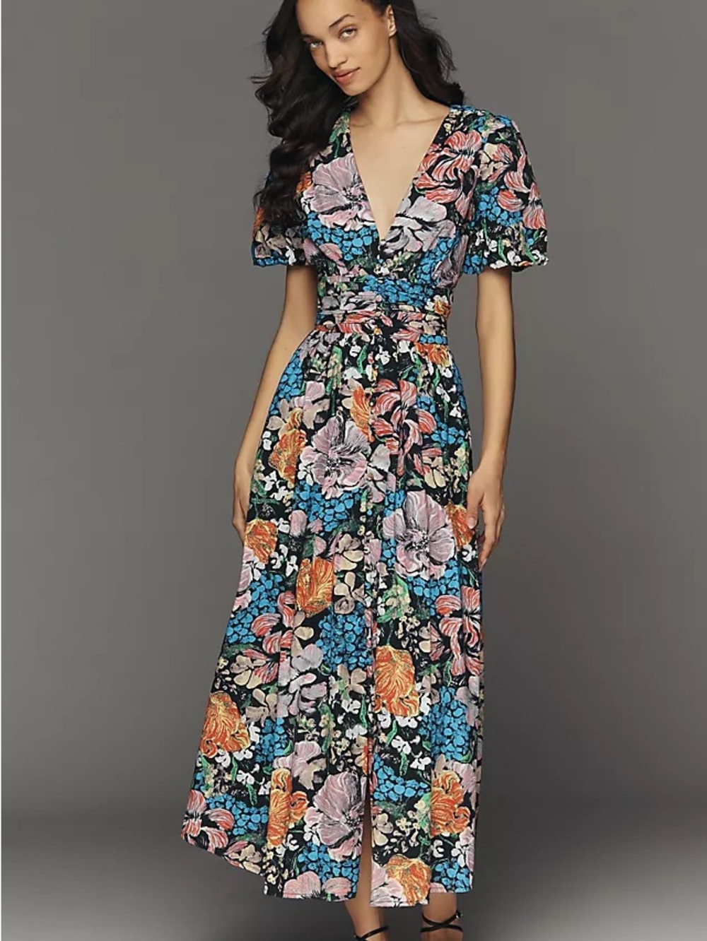 NEW Anthropologie Yukiko Noritake Katerina Floral Midi Dress XS
